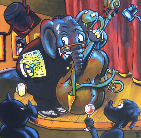 Elefant mit Kontrabass